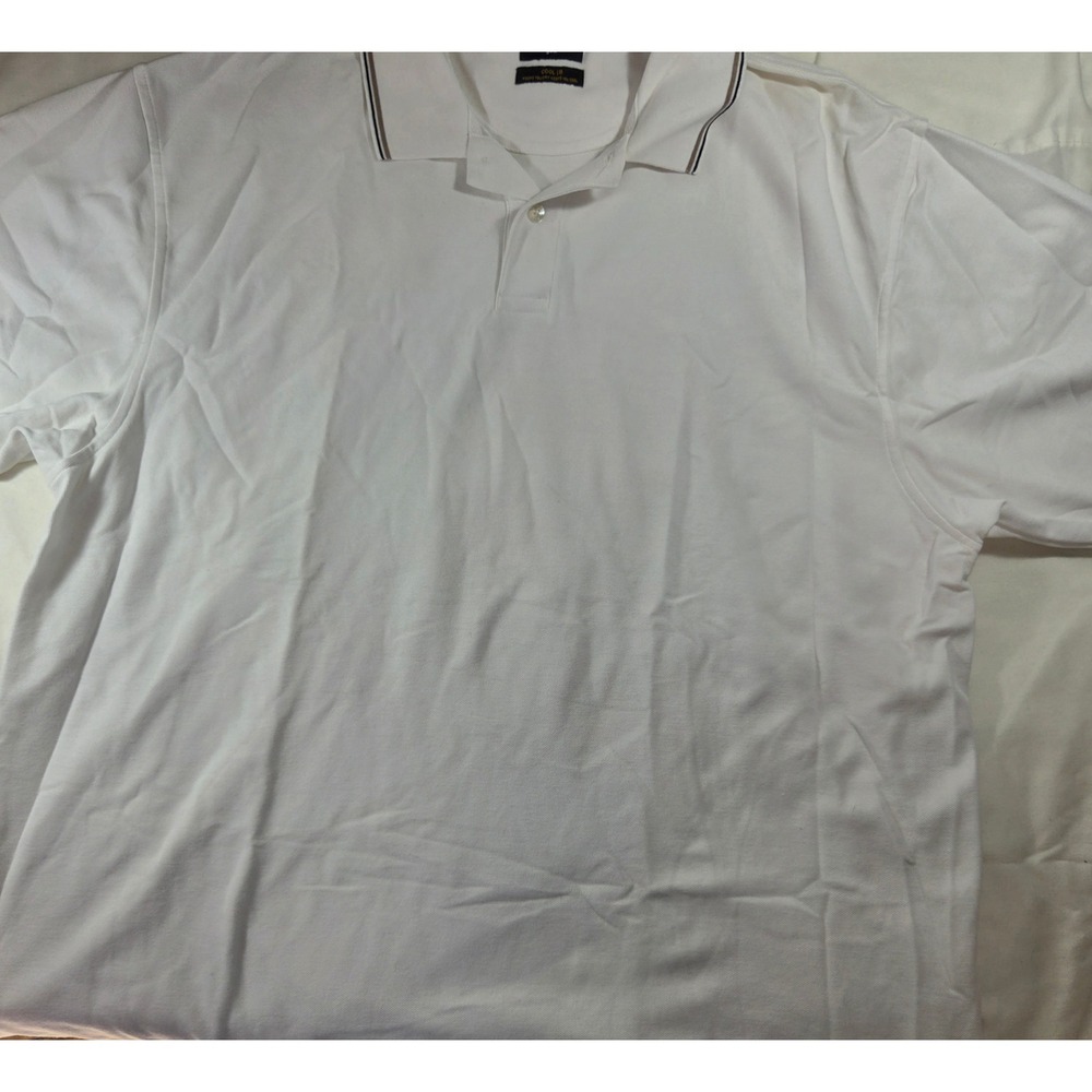 Haggar Golf Cool 18 Mens XXL White Polo Shirt Short Sleeve Cotton Blend Pique